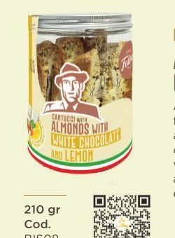 Cantucci with almonds, white chocolate and lemon