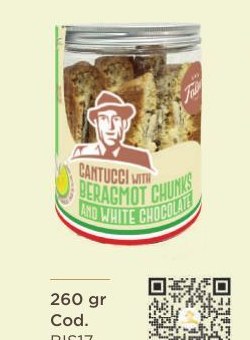 Cantucci with bergamot chunks and white chocolate