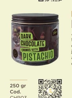 Dark chocolate chunks with pistachios